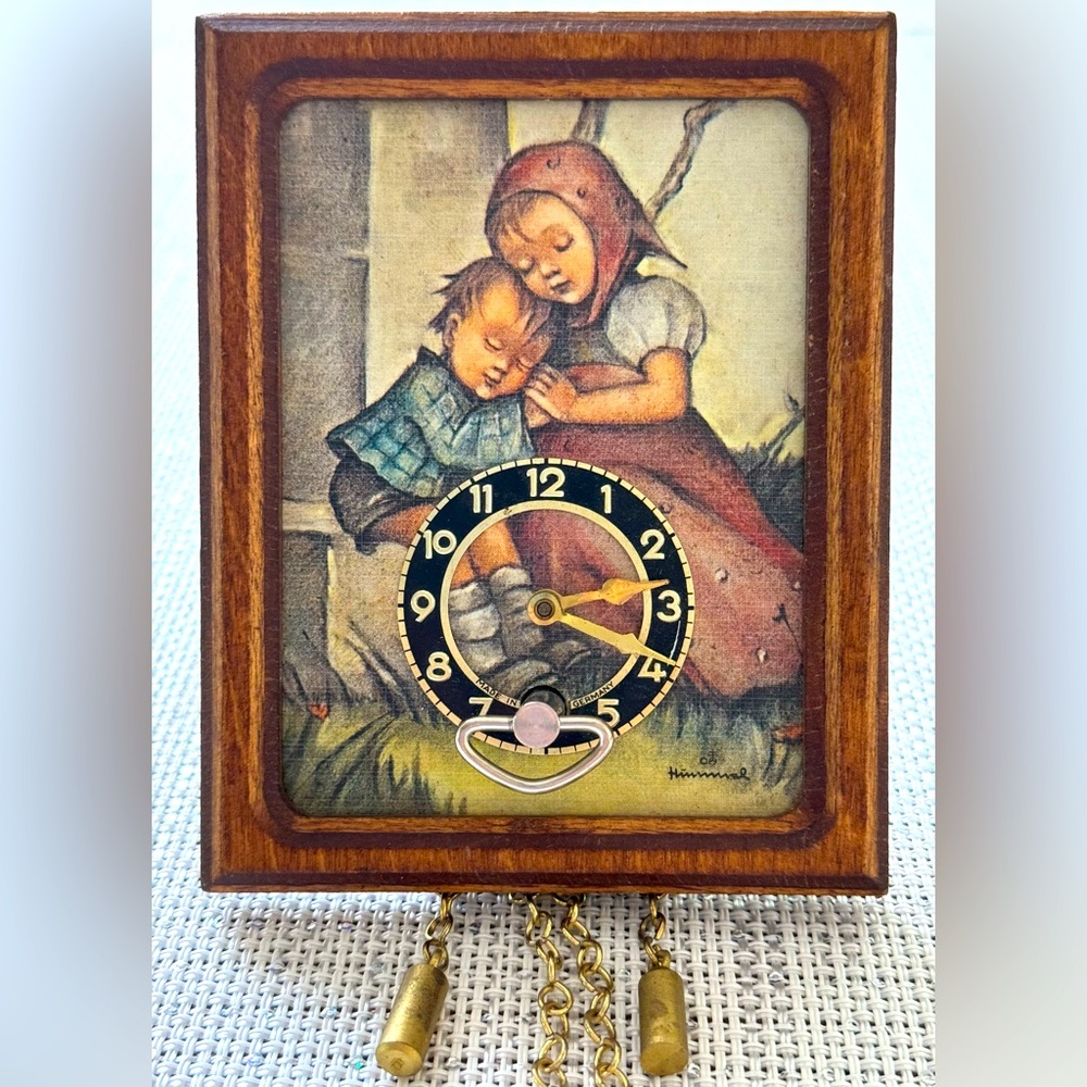 Authentic 1984 B. Hummel Vintage Mini Wall Clock from West Germany with winder